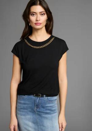 Laura Scott Rundhalsshirt, mit goldfarbener Zierkette