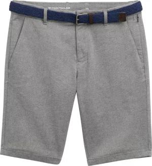 TOM TAILOR Herren Stretch Slim Chino Shorts mit Gürtel, blau, Uni, Gr. 36