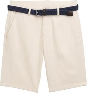 TOM TAILOR Herren Stretch Slim Chino Shorts mit Gürtel, beige, Uni, Gr. 34