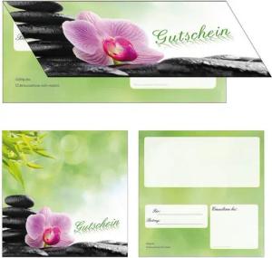 LYSCO Geschenkkarte Geschenkgutschein Premium Wellnesssteine 4-seitig (Orchidee-799), Entspannung Feng Shui Wellness