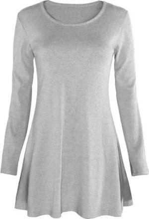 dy_mode Longshirt Damen Langarmshirt Shirtkleid Frauen Longshirt leicht Stretch Oberteil Unifarbe