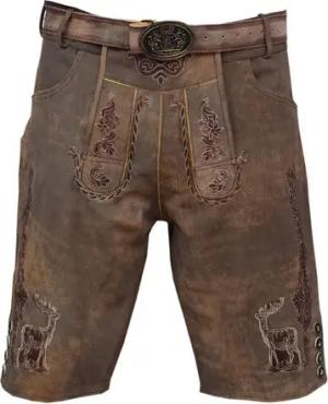 Ramona Lippert Trachtenlederhose Fabian used brown kurze Lederhose mit Gürtel