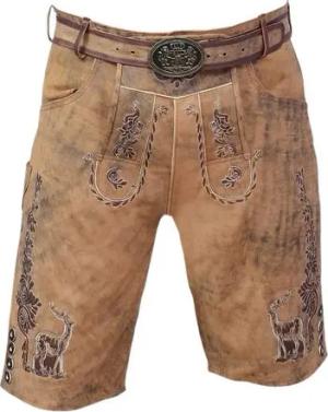 Ramona Lippert Trachtenlederhose Jose kurze Lederhose braun mit Gürtel