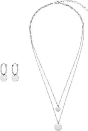 Heideman Collier Set Circuli silberfarben (inkl. Geschenkverpackung), Geschenkset für Damen mit Kette und Creole
