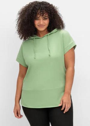 Sheego Kapuzensweatshirt mit kurzen Ärmeln, eukalyptus, Gr.42