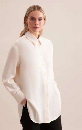 Langarm Krepp Longbluse