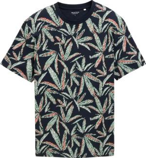 TOM TAILOR Herren T-Shirt mit Muster, blau, Gemustert, Gr. S