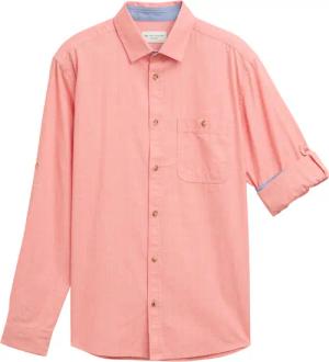 TOM TAILOR Herren Regular Fit Hemd mit verstellbarer Ärmellänge, rot, Uni, Gr. XXL