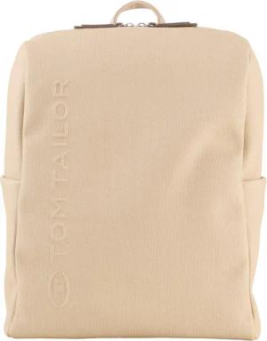 TOM TAILOR Damen TTROSA M Rucksack in Canvas-Optik mit Logoprägung, beige, Uni, Gr. ONESIZE