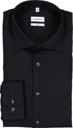Seidensticker Herren Hemd schwarz Slim Fit