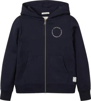 TOM TAILOR Jungen Sweatshirt Jacke in Melange Optik, blau, Logo Print, Gr. 128
