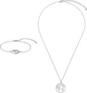 Heideman Collier Set Weltkarte silberfarben (inkl. Geschenkverpackung), Geschenkset für Damen mit Kette und Armband