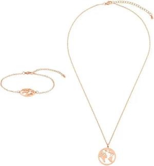 Heideman Collier Set Weltkarte silberfarben (inkl. Geschenkverpackung), Geschenkset für Damen mit Kette und Armband
