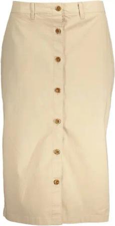Gant Jerseyrock Eleganter langer Damenrock in Beige mit Taschen und Knopfdetails