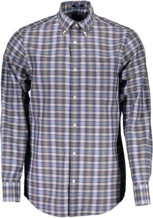 Gant Langarmhemd Blaues Herrenhemd mit langen Ärmeln und Button-Down-Kragen