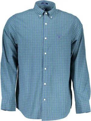 Gant Langarmhemd Herrenhemd Blau, Regular Fit, Button-Down-Kragen & Logo