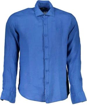 La Martina Langarmhemd Elegantes Herrenhemd Blau - Langarm, Stickerei, Regular Fit