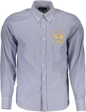 La Martina Langarmhemd Elegantes Herrenhemd Blau: Langarm, Button-Down, Stickerei-Details