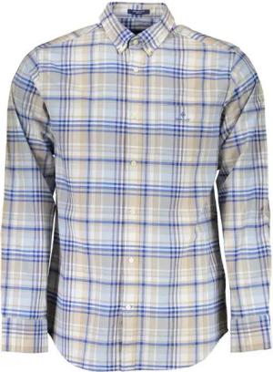 Gant Langarmhemd Herrenhemd Blau Bio-Baumwolle - Regular Fit, Button-Down, Brusttasche