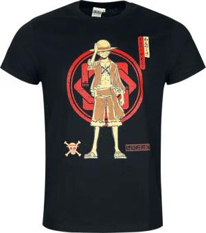One Piece - Anime T-Shirt - Monkey D. Ruffy - S bis XXL - für Männer - Größe XL - schwarz - Lizenzierter Fanartikel