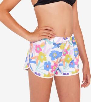 Boardshorts Surfen Mädchen Katy Azalea weiß