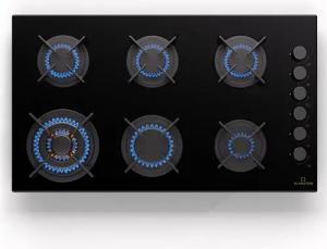 Klarstein Gas-Kochfeld Goldflame CP11-Goldfl-6BK-S.C, Kochfelder Gas Hob 6 Zonen Glaskeramik Einbau