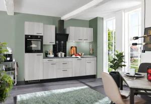 wiho Küchen Küche "Nisos", Soft-Close, 280 cm, Backofen matt schwarz, Teleskopauszug