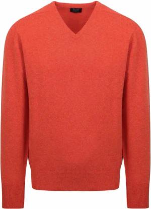 William Lockie V-Auschnitt Pullover Lamwolle Orange - Größe XL