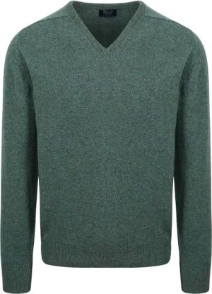 William Lockie V-Auschnitt Pullover Lammwolle Moorland Grün - Größe XL
