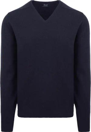 William Lockie V-Ausschnitt Pullover Lammwolle Dunkelblau - Größe XL