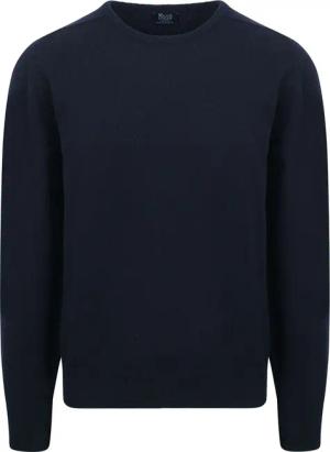 William Lockie O-Auschnitt Pullover Lammwolle Dunkelblau - Größe S