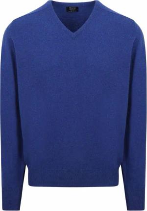 William Lockie V-Auschnitt Pullover Lammwolle Royal Blue - Größe XXL