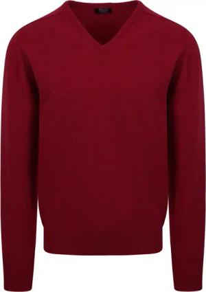 William Lockie V-Auschnitt Pullover Lambswool Bordeaux - Größe M