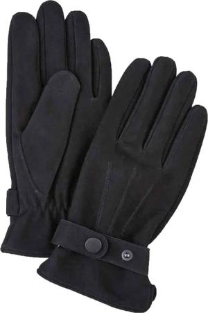 Profuomo Handschuhe Wolle Schwarz Leder - Größe 9