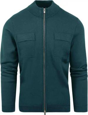 Blue Industry Strickjacke Brusttasche Dunkelgrün - Größe XXL