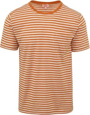 Armor-Lux T-Shirt Leinen Streifen Orange - Größe XL