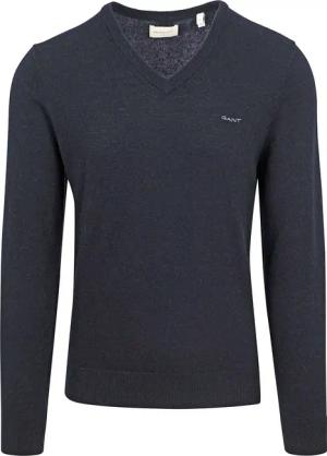 Gant Lammwolle Pullover Blau-Melange - Größe 3XL