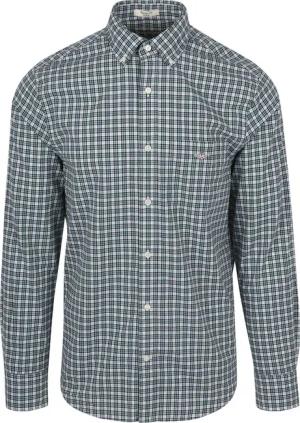 Gant Hemd Poplin Kariert Grün - Größe M