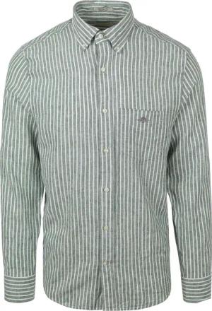 Gant Casual Hemd Streifen Leinen Grün - Größe 3XL