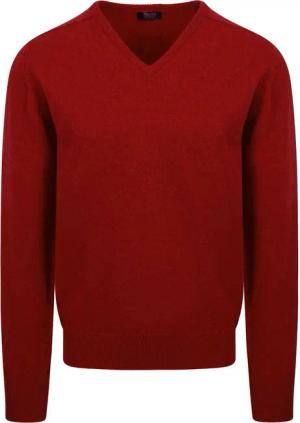 William Lockie V-Auschnitt Pullover Lammwolle Bordeaux - Größe XL