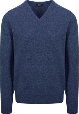 William Lockie Pullover Lamwolle V-Ausschnitt Indigo Blau - Größe 3XL