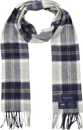 Geeigneter Herrenschal Kariert Merino Blau Grau -