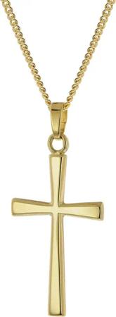 trendor 28163 Kreuz-Anhänger 585 Gold an vergoldeter Silberkette