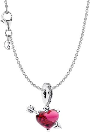 Pandora 68101 Damen-Halskette Silber Rotes Herz mit Pfeil Set