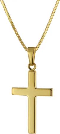 trendor 41420 Kreuz Gold 750 / 18 Karat mit goldplattierter Silberkette