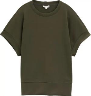 TOM TAILOR Damen Sweatshirt aus Scuba, grün, Uni, Gr. L