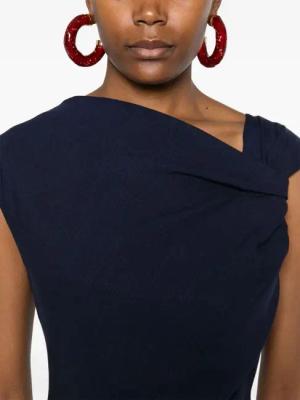 MSGM - Asymmetric Neck Sleeveless Viscose Dress - Größe 40 - schwarz