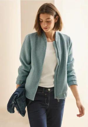 Cecil Damen Bouclé Blouson in Grün, Gr: XL