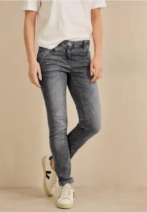 Cecil Damen Jeans im Casual Fit in Grau, Gr: 25