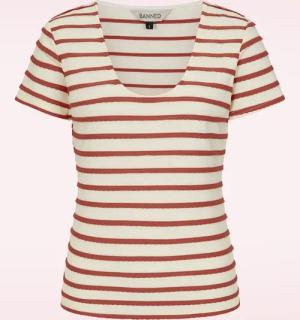 Summer Ethel Top in Creme und Rot